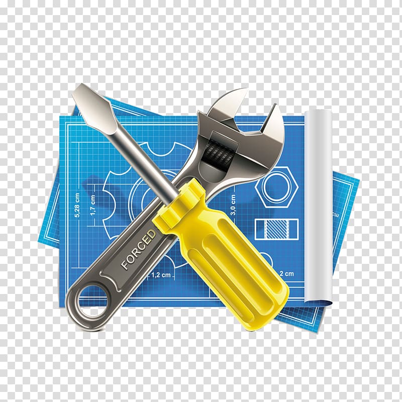 yellow handle screwdriver and grey adjustable wrench illustrations, Device driver Personal computer Computer repair technician Software, Screwdriver and wrench transparent background PNG clipart