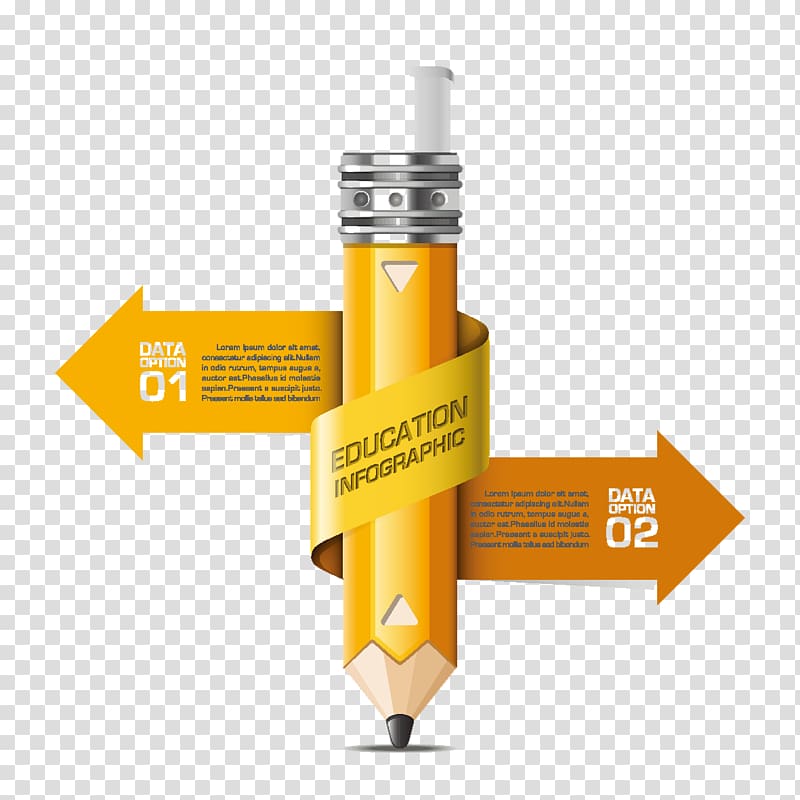 Infographic Education Pencil Illustration, Business exquisite pencil material transparent background PNG clipart