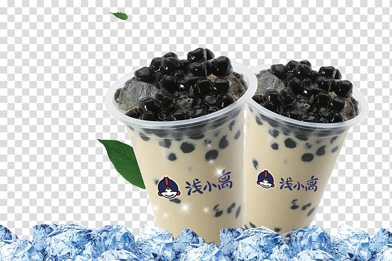 two clear disposable plastic cups with filled food, Bubble tea Coffee Grass jelly Milk, Signboard tea transparent background PNG clipart