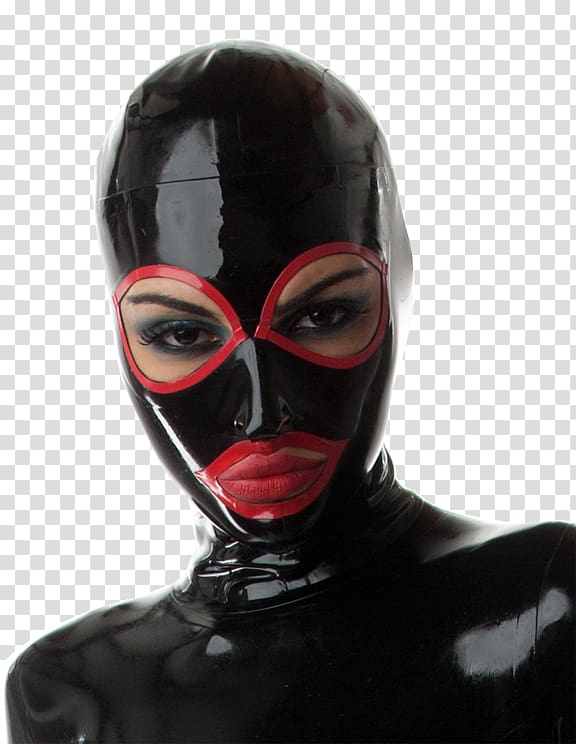 Latex clothing Mask Bondage hood, female mask transparent background PNG clipart