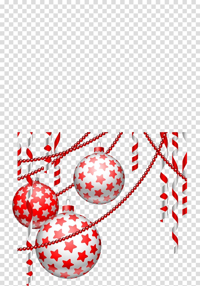 Christmas ornament Snowflake, Red and white stripes painted iron ball star transparent background PNG clipart