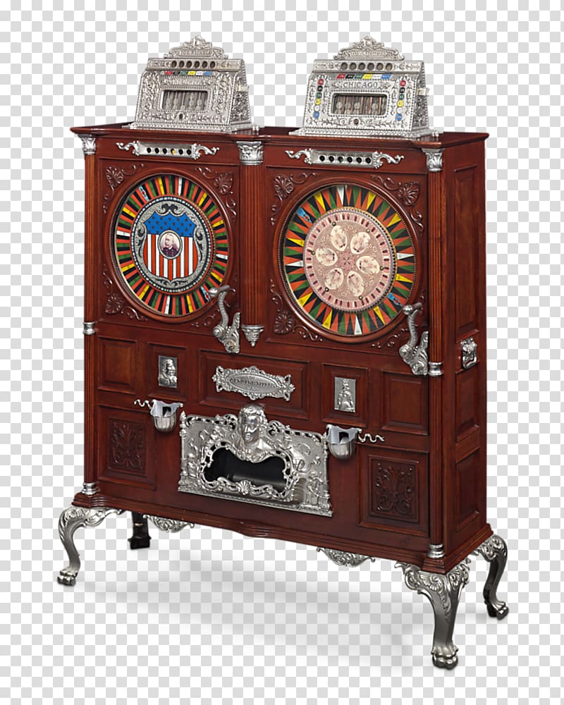 Chest of drawers Slot machine Mills Novelty Company Antique Floor model, antique transparent background PNG clipart