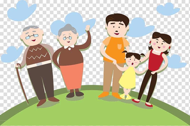 group of family illustration, Child , Family family grandma grandfather transparent background PNG clipart