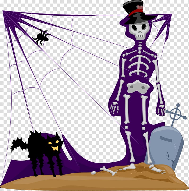 Halloween u9ab7u9ac5, Skull and Cat beach transparent background PNG clipart