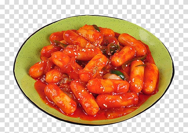 Tteok-bokki Rice cake Nian gao Chinese cuisine Sweet and sour, Spicy fried kimchi rice cake transparent background PNG clipart