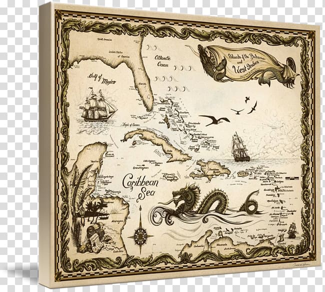West Indies Treasure map Caribbean Nautical chart, map transparent background PNG clipart