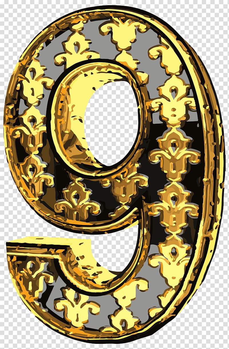 gold-colored number 9 illustration, Number Four , Elegant Vintage Number Nine transparent background PNG clipart