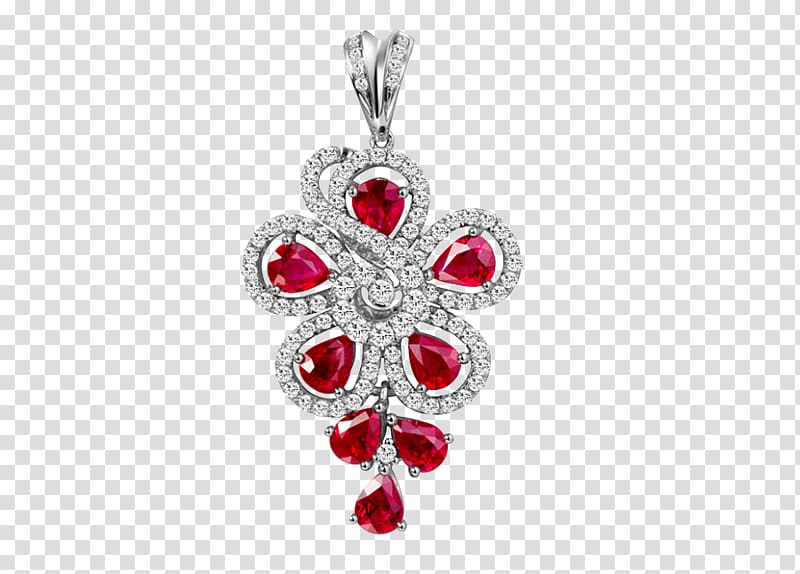 Ruby Earring Necklace, Ruby Jewellery transparent background PNG clipart