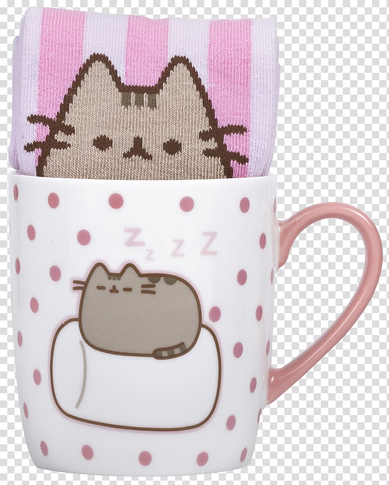 Pusheen Sock in a Mug Pusheen Ceramic Travel Mug Pusheen Cat, mug transparent background PNG clipart