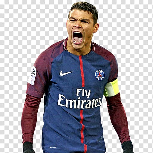 Thiago Silva FIFA 18 Paris Saint-Germain F.C. Jersey Football player, football transparent background PNG clipart