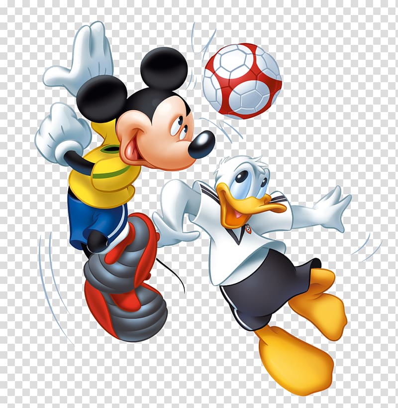 Mickey Mouse and Donald Duck playing soccer illustration, Mickey Mouse Minnie Mouse Donald Duck Pluto, disney transparent background PNG clipart