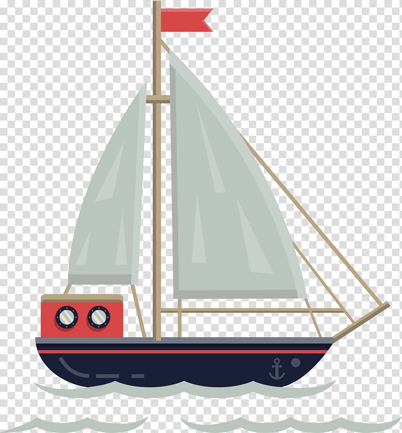 Sailing ship Illustration, The sailing on the waves transparent background PNG clipart