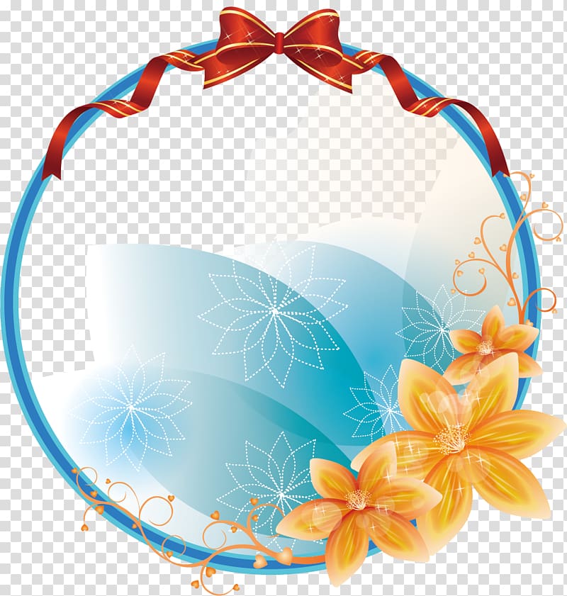 red, blue, and yellow floral frame , Flower Euclidean Garland Floral design, Circular pattern blue gradient background pattern transparent background PNG clipart