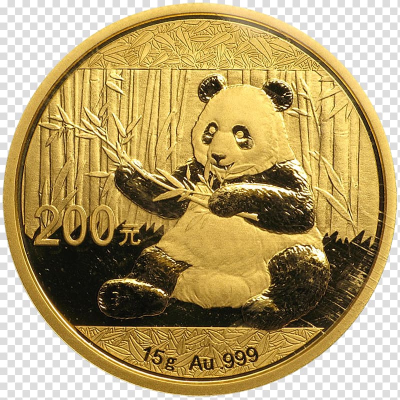 Giant panda Chinese Gold Panda Bullion coin Gold coin, bullion transparent background PNG clipart