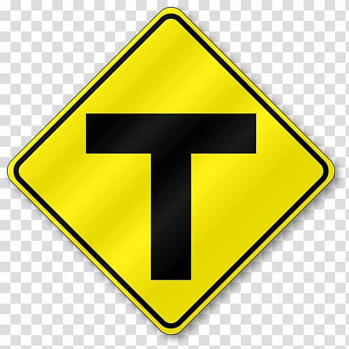 Traffic sign Warning sign Intersection Three-way junction, driving transparent background PNG clipart