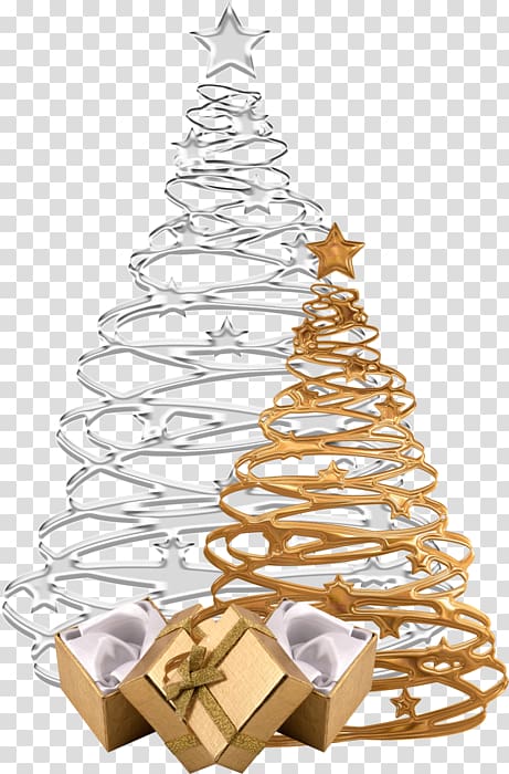 gold and silver christmas tree transparent background PNG clipart