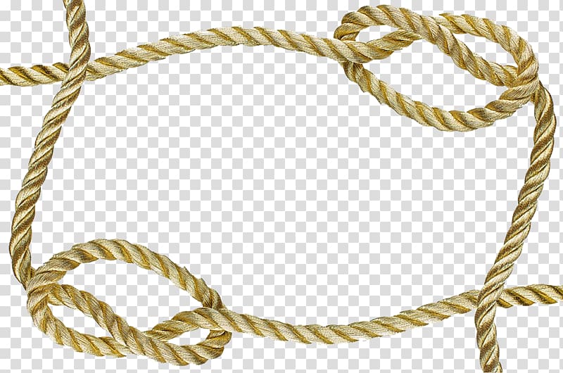 Brown knot tie rope illustration, Rope frame Knot, Yellow rope