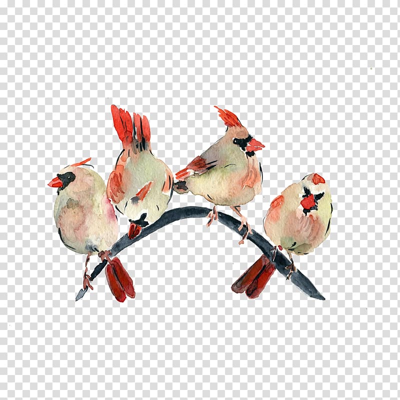 Watercolor painting, Free watercolor bird pull material transparent background PNG clipart
