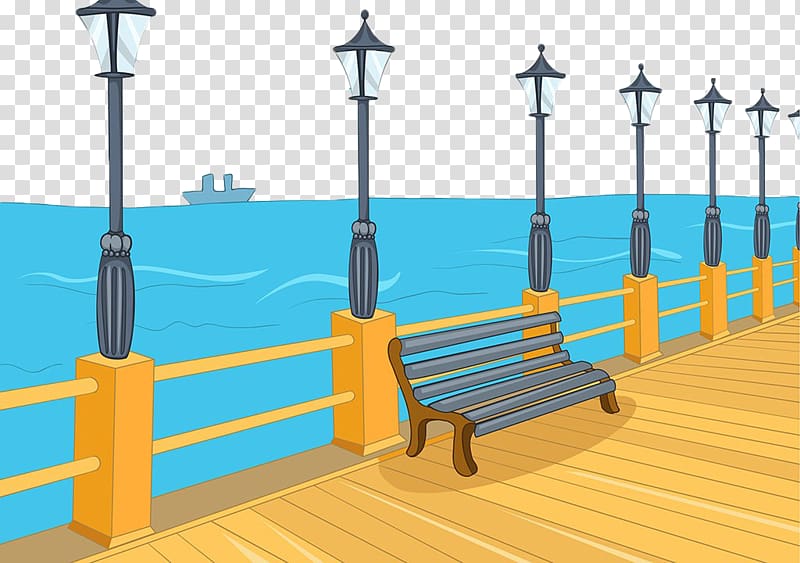 Cartoon , Hand painted sea pier transparent background PNG clipart