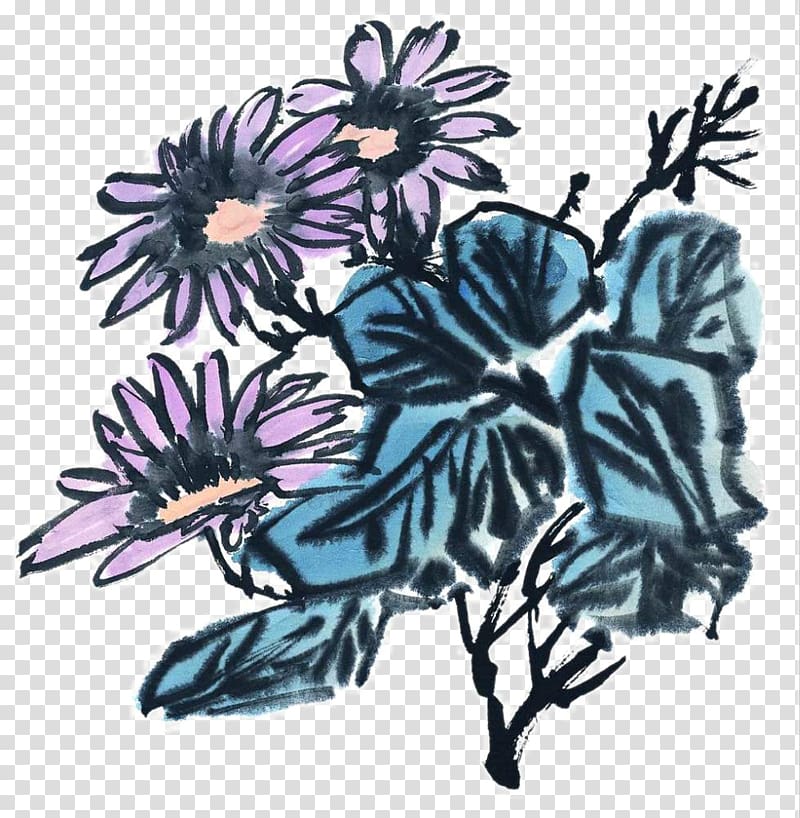 Ink wash painting u5199u610fu753b Chinese painting Chrysanthemum, Ink chrysanthemum transparent background PNG clipart