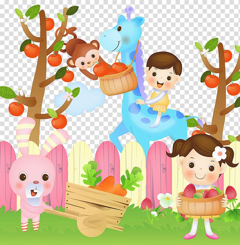 Apple Child , Children and animals pick apples transparent background PNG clipart