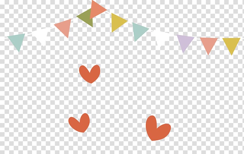 Hand painted bunting hearts transparent background PNG clipart