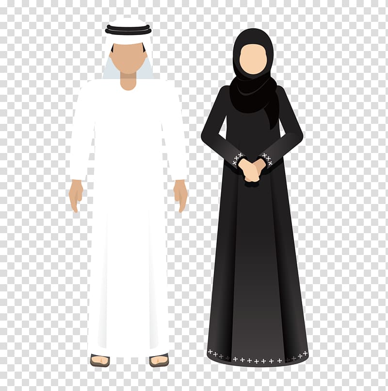 man and woman , Abu Dhabi Emirates Towers Dubai , Arab men and women transparent background PNG clipart