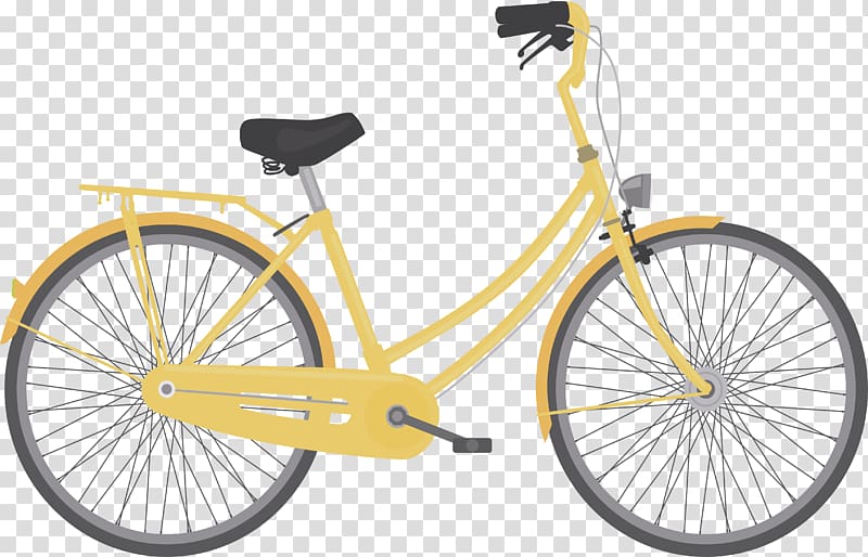 yellow beach cruiser bicycle, Animation Bicycle Graphic design Tutorial Illustration, Yellow lady bike transparent background PNG clipart