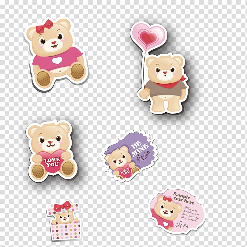 Teddy bear, Cute bear label transparent background PNG clipart