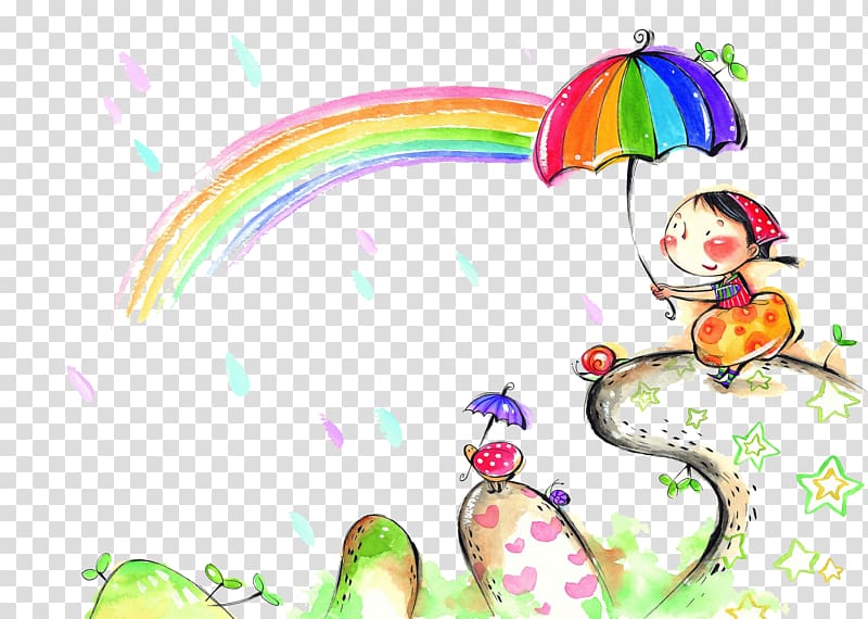 Watercolor painting Illustration, Painted Rainbow Landscape transparent background PNG clipart
