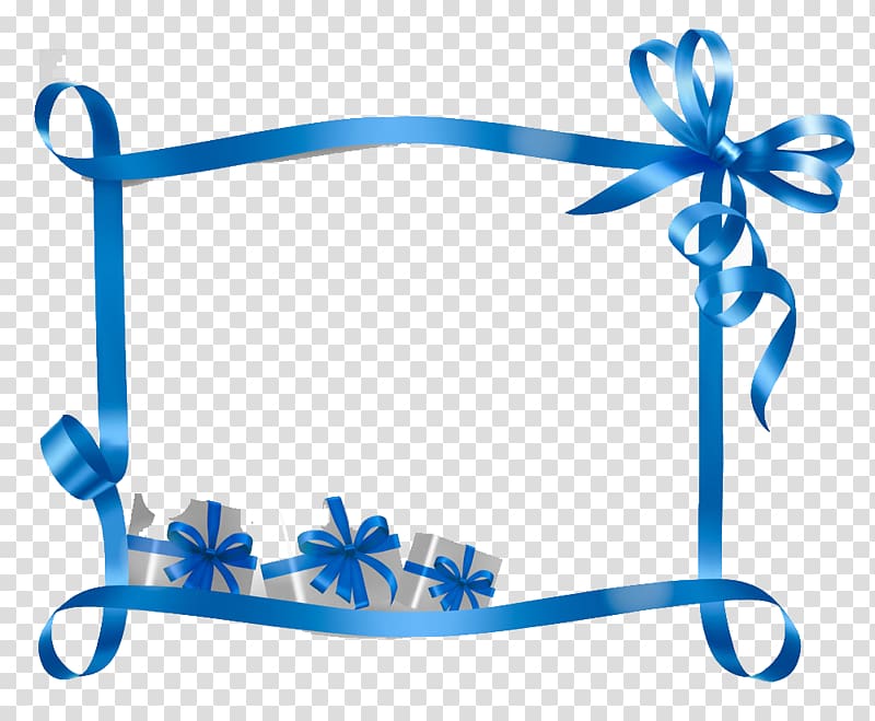Ribbon Gift card Blue, Gift Border transparent background PNG clipart