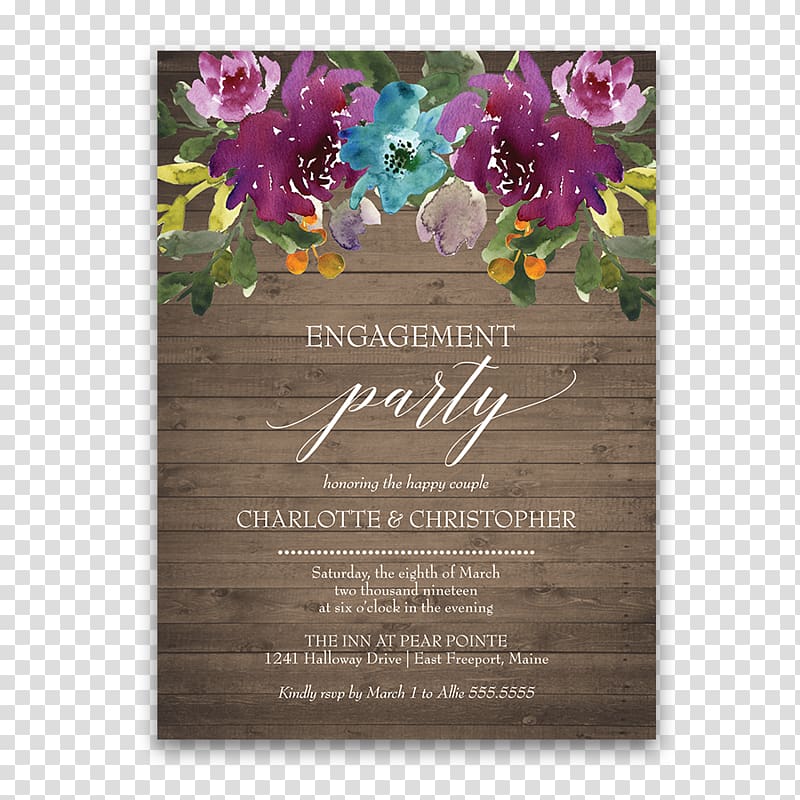 Wedding invitation Flower Purple Floral design Engagement, invitations transparent background PNG clipart