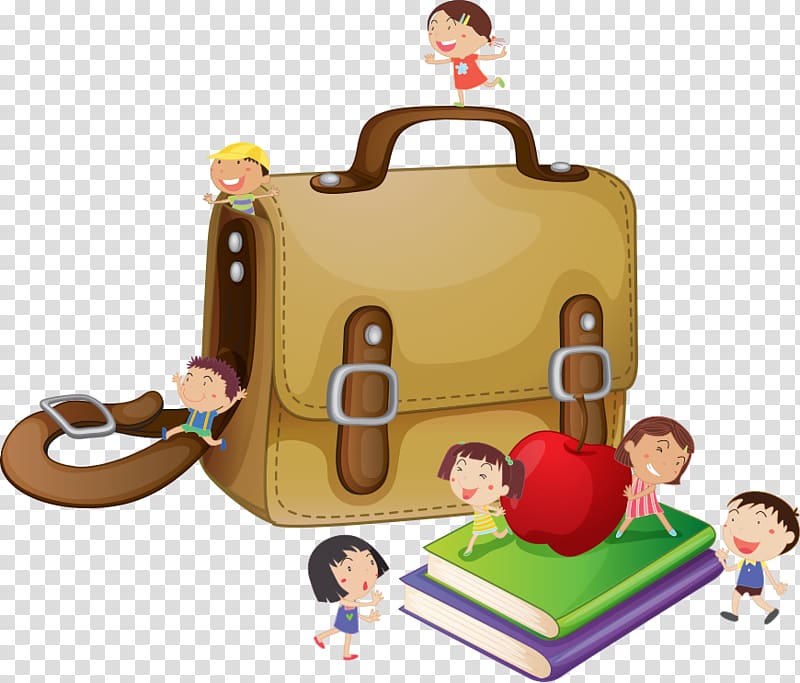 Bag Illustration, Children playing near the bag transparent background PNG clipart