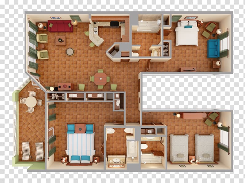 House plan 3D floor plan, house transparent background PNG clipart