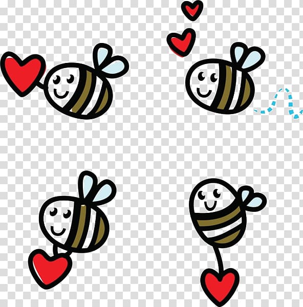 Honey bee Doodle , Cartoon love bees transparent background PNG clipart