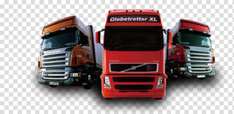 three tractor units art, Cargo Truck, Freight truck transparent background PNG clipart