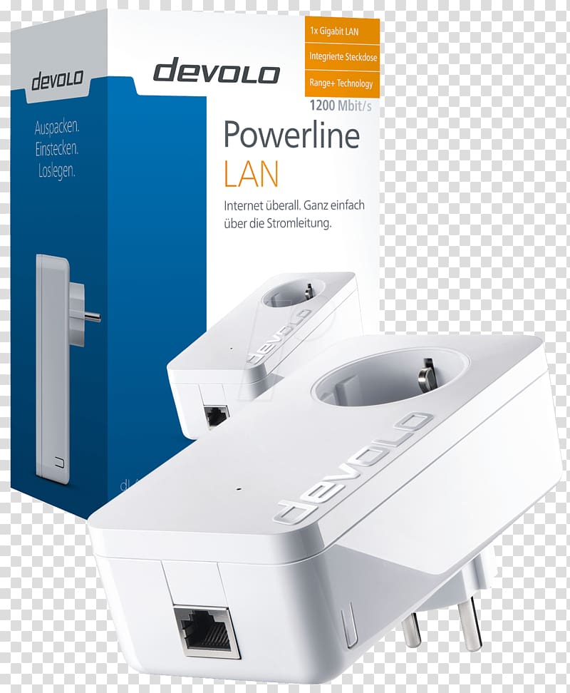 PowerLAN devolo Power-line communication HomePlug Adapter, powerline transparent background PNG clipart