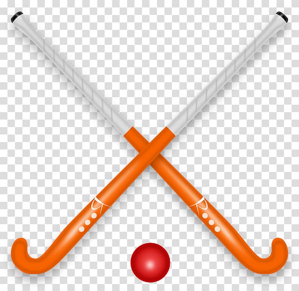two white-and-orange field hockey sticks illustration, Field hockey stick Ball , Field Hockey Pic transparent background PNG clipart