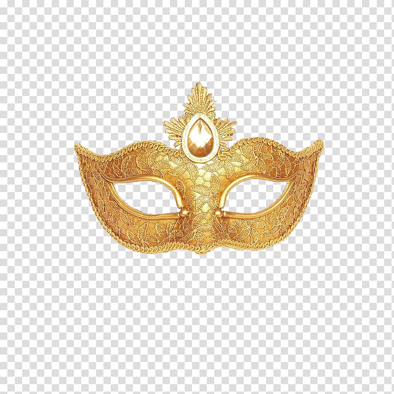 gold masquerade mask, Mask Masquerade ball Gold Mardi Gras Costume, Golden goggles transparent background PNG clipart