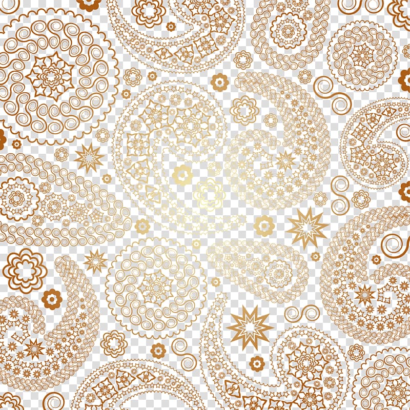 brown paisley , Gold pattern material transparent background PNG clipart