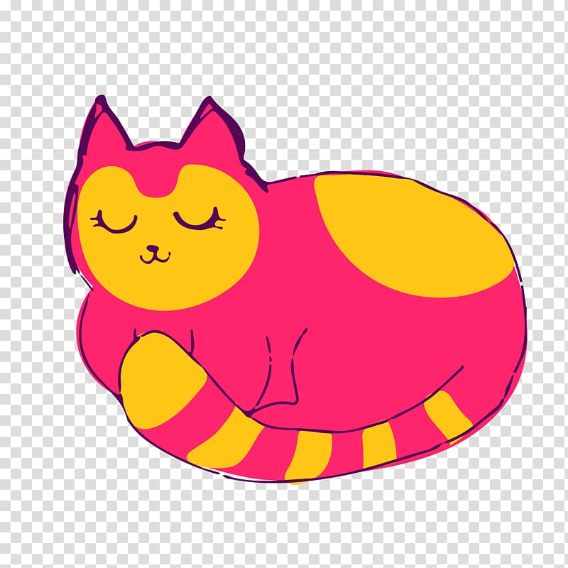 Cat Illustration, Sleeping kitten material transparent background PNG clipart