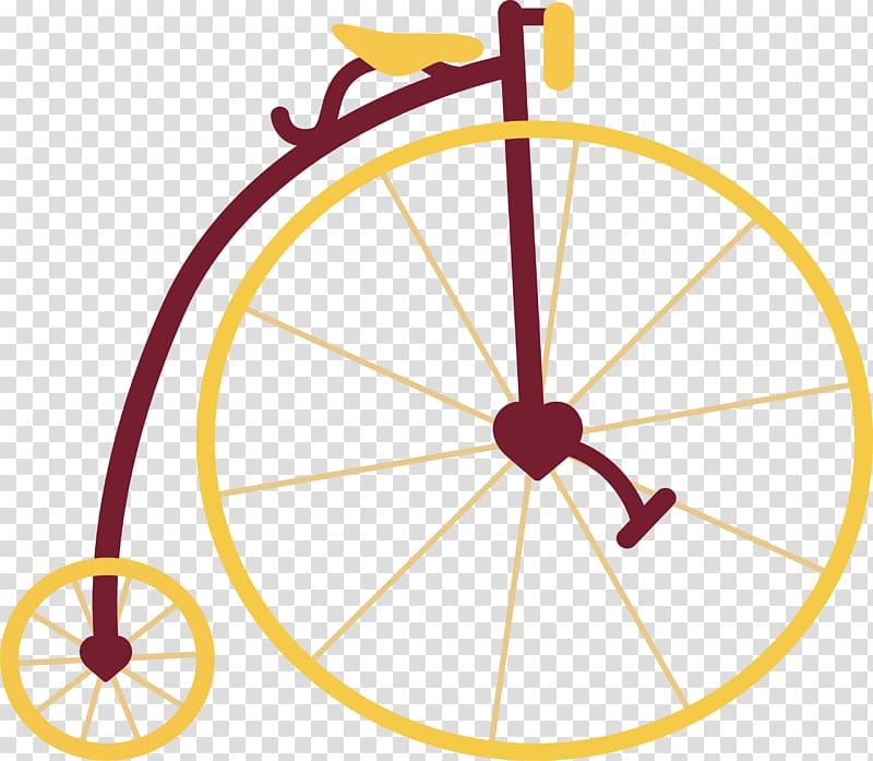 Bicycle wheel, Yellow wheel retro bike transparent background PNG clipart