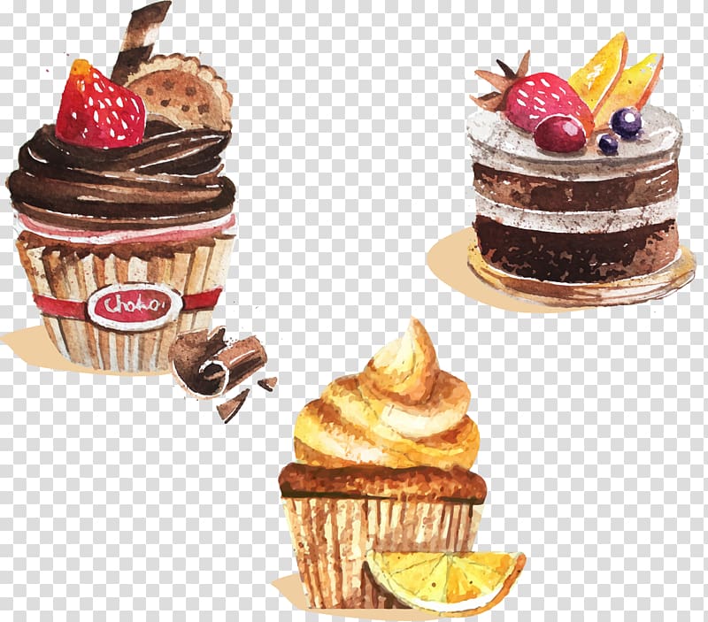 Ice cream Cupcake Bakery, Drawing fruit cake transparent background PNG clipart