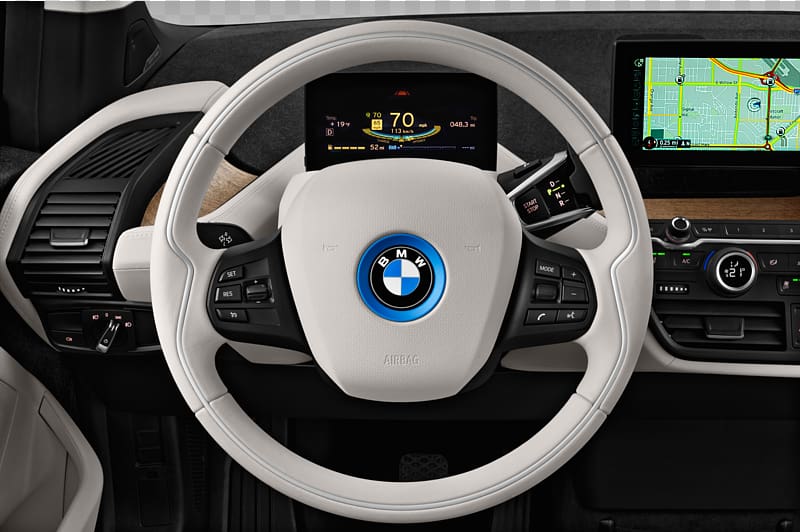 2015 BMW i3 2016 BMW i3 2018 BMW i3 Car, steering wheel transparent background PNG clipart