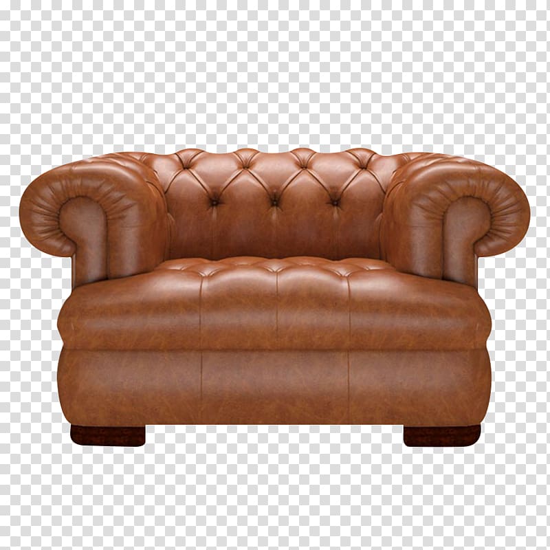 Loveseat Leather Couch Club chair Furniture, Old English Sheepdog transparent background PNG clipart