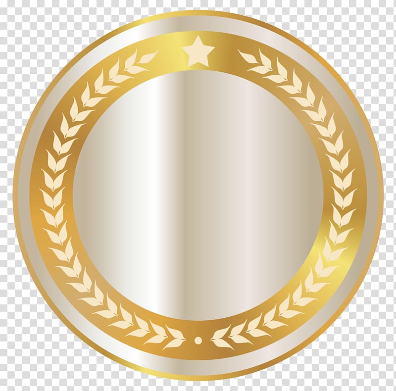 round gold frame illutsration, Gold Badge , White Seal Badge with Gold Decor transparent background PNG clipart