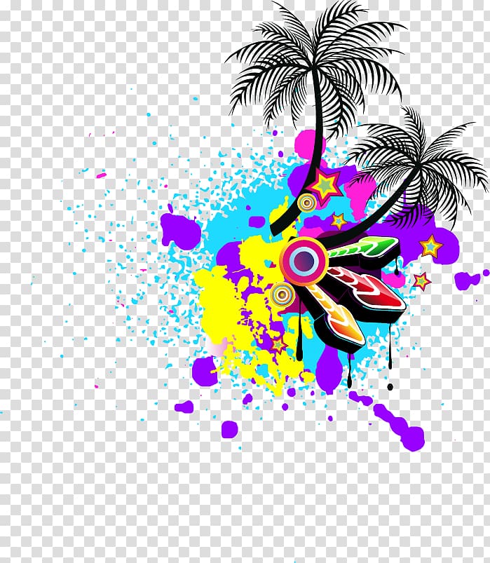 two coconut trees illustration, Disco Giants Music Album, Abstract colored arrows tree transparent background PNG clipart