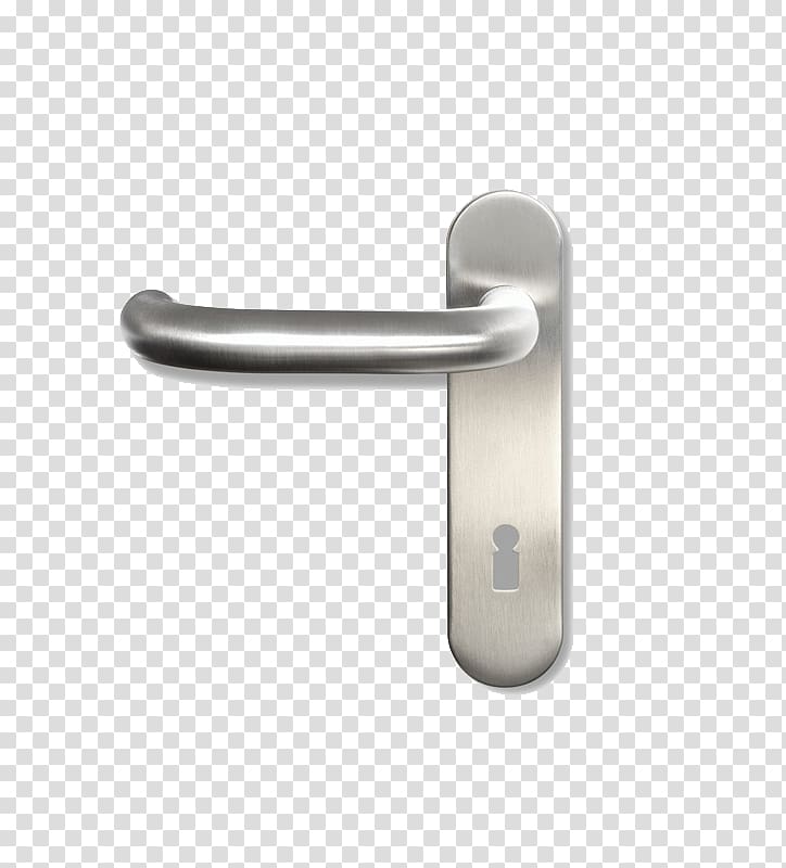 gray stainless steel door lever , Material Door handle Stainless steel, Metal door handle transparent background PNG clipart