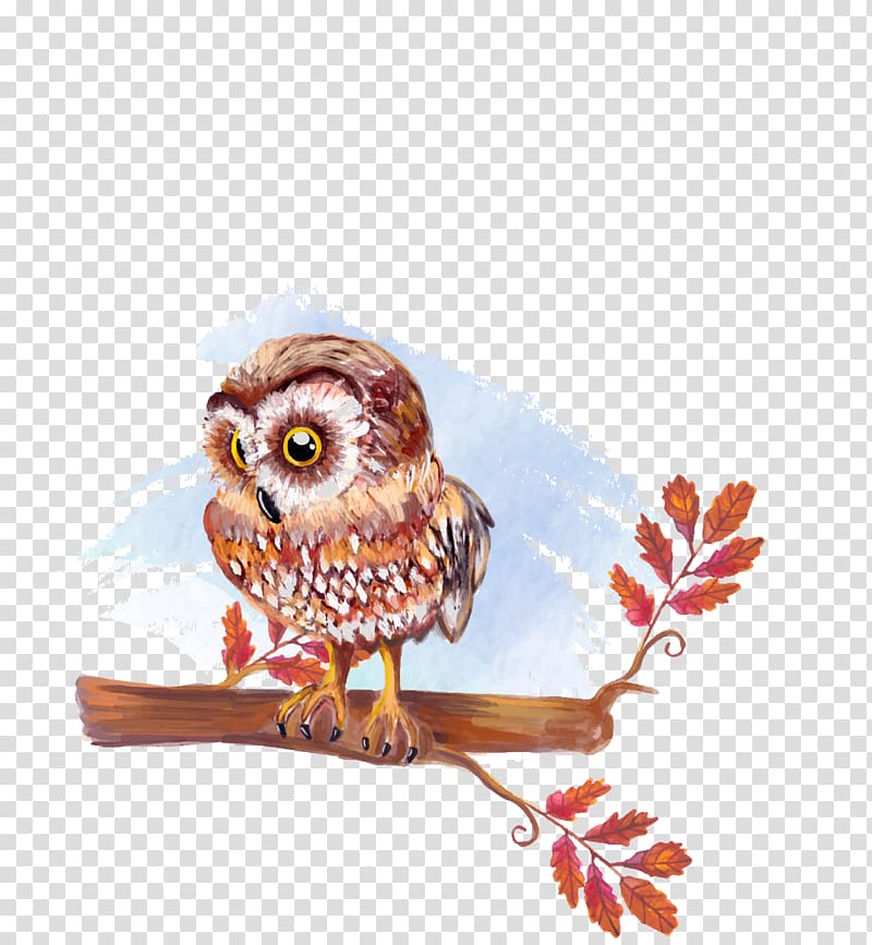 Owl Watercolor painting Drawing Illustration, material Hand-painted owl transparent background PNG clipart