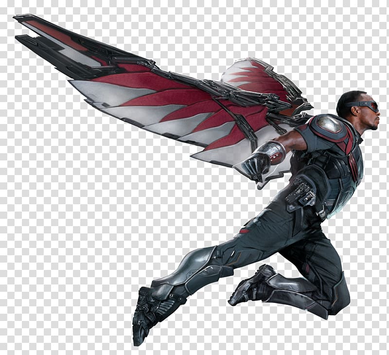 Marvel Falcon art, Falcon Captain America Vision Iron Man Black Panther, American movie character transparent background PNG clipart